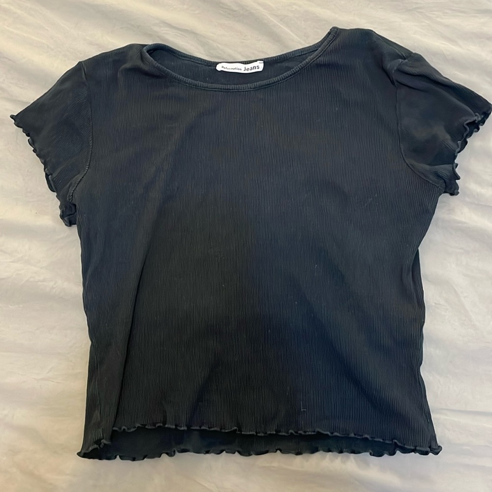 Sold- Reformation black baby tee t-shirt Small